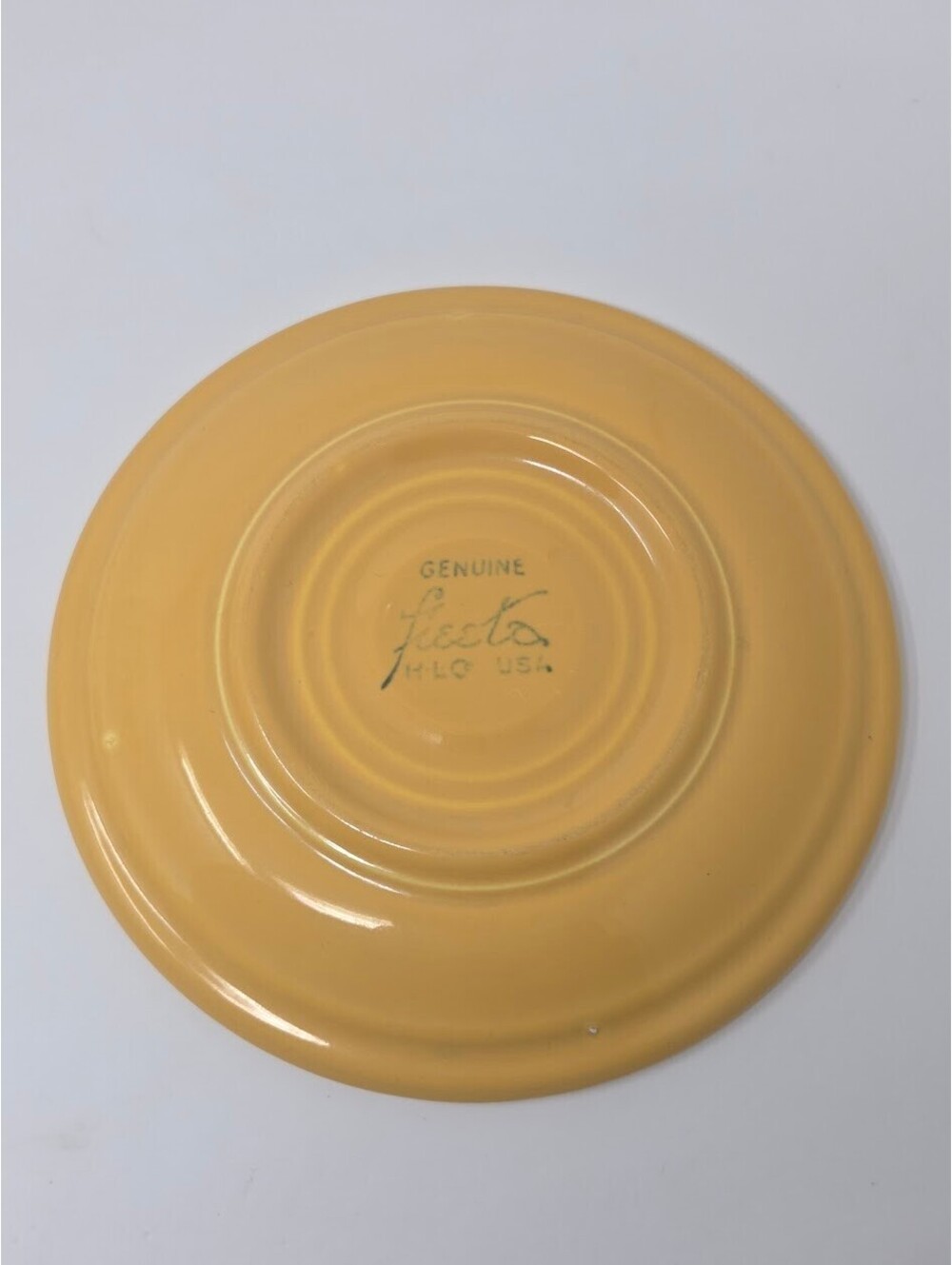 Vintage 1936 Genuine Fiesta HLC USA Yellow Saucer Plate 6 Inch Concentric Rings
